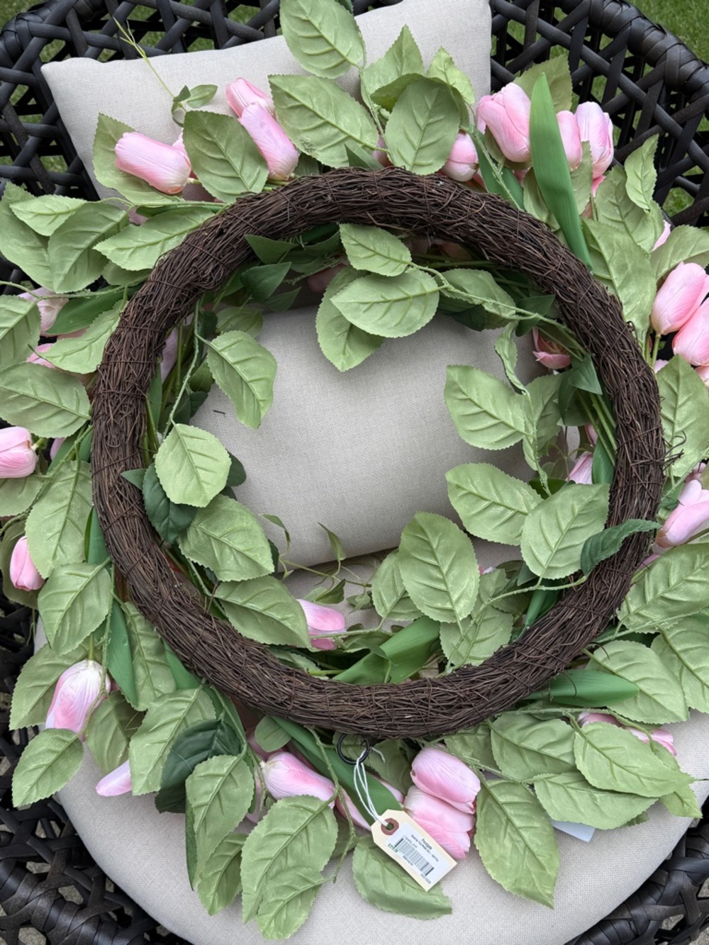 Grandin Road Pink Tulip Floral Wreath - NWT - Picture 6 of 16